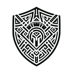 Tribal Spartan Shield With Geometric Patterns
