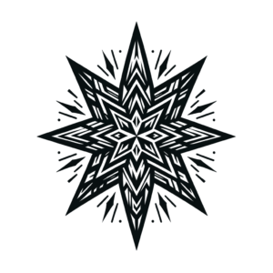 Tribal Star With Angular Designs And Bold Patterns