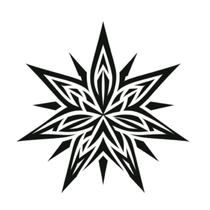 Tribal Star With Bold, Angular Designs And Patterns