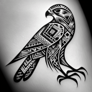Tribal Style Falcon With Geometric Patterns