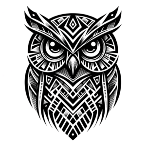 Tribal Style Owl With Angular Patterns