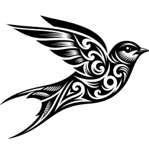 Tribal Swallow With Geometric Shapes