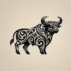 Tribal Taurus Bull With Bold Patterns