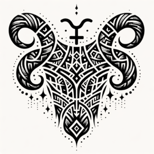 Tribal Taurus Symbol With Geometric Patterns