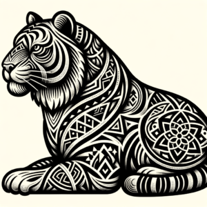 Tribal Tiger With Geometric Motifs
