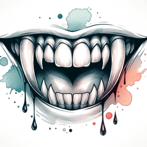 Vampire Fangs With A Splash Of Watercolor