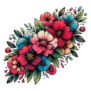 Vibrant Splashes In A Watercolor Flower Design