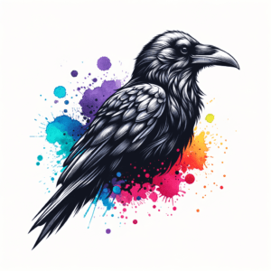 Vibrant Watercolor Splashes In A Raven Design