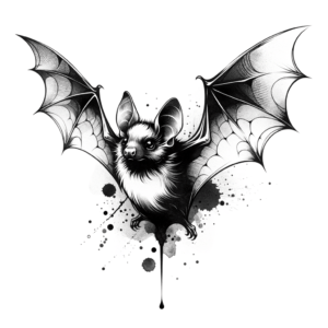 Watercolor Bat With Splashes Of Color