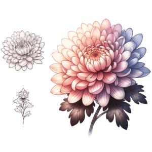 Watercolor Chrysanthemum With Gradient Colors