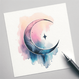 Watercolor Crescent Moon With Pastel Shades