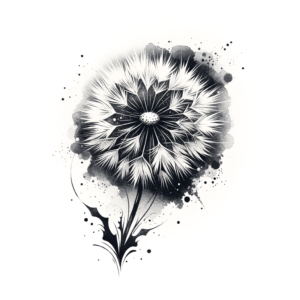 Watercolor Dandelion With Soft, Flowing Color Gradients