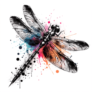 Watercolor Dragonfly With Vibrant Splashes