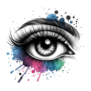 Watercolor Eye With Vibrant Splashes Of Color