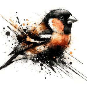 Watercolor Finch With Splattered Paint