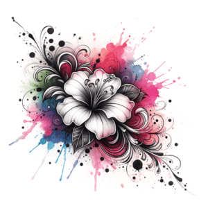 Watercolor Flower With Vibrant Splashes