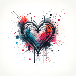 Watercolor Heart With Splashes Of Color