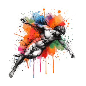 Watercolor Icarus With Vibrant Splashes