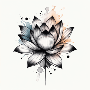 Watercolor Lotus With Splashes Of Color