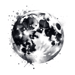Watercolor Moon With Splatter Effect