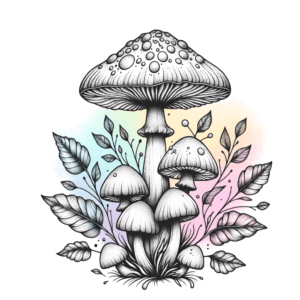 Watercolor Mushroom With Pastel Colors