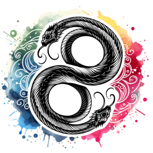 Watercolor Ouroboros With Colorful Splashes