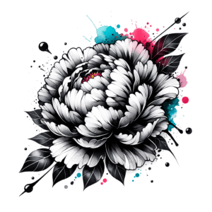 Watercolor Peony With Vibrant Splashes Of Color