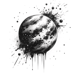 Watercolor Planet With Splatter Effect
