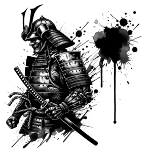 Watercolor Samurai With Splashes Of Color