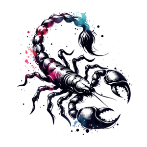 Watercolor Scorpio With Splashes