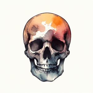 Watercolor Skull With Blended Colors