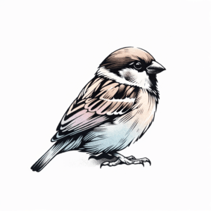 Watercolor Sparrow With Pastel Tones