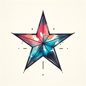 Watercolor Star With Flowing, Blended Colors