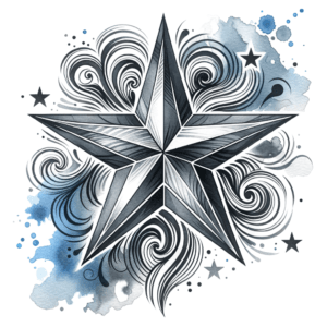 Watercolor Star With Flowing, Blended Colors