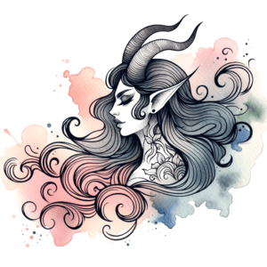 Watercolor Succubus With Soft, Flowing Colors