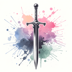 Watercolor Sword With Pastel Splashes