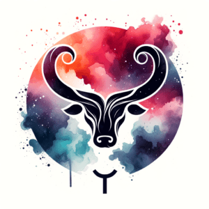 Watercolor Taurus Glyph With Blended Colors