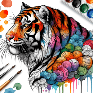 Watercolor Tiger Blending Vibrant Hues