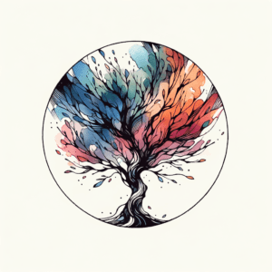 Watercolor Tree With Blended Colors
