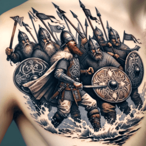 Watercolor Viking Battle