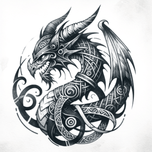 Watercolor Viking Dragon