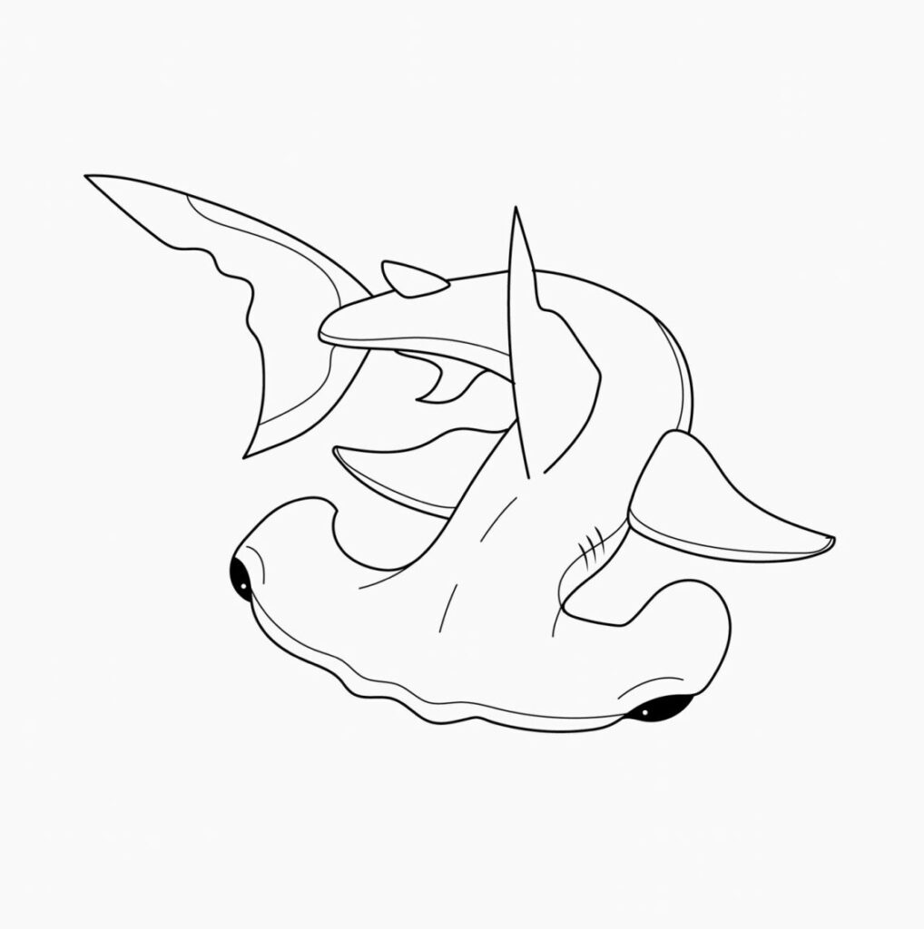 Continuous-line Shark AI Tattoo