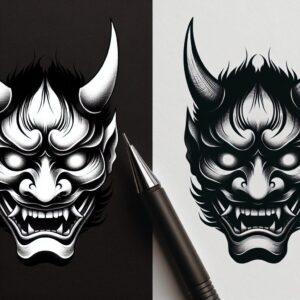 Japanese Halloween Oni Mask With Fierce Expression