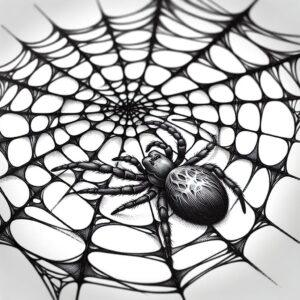 Linework Halloween Cobweb With A Tiny Spider