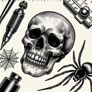 Old-School Halloween Skull With A Spider