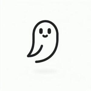 Tiny Minimalist Halloween Ghost In Fine Line