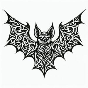 Tribal Halloween Bat With Intricate Patterns
