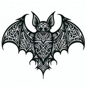Tribal Halloween Bat With Intricate Patterns