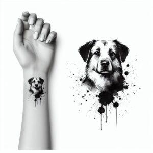 Watercolor Dog With Splashes
