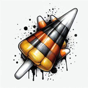 Watercolor Halloween Candy Corn With Splashes Of Color